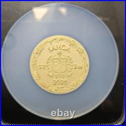 2026 Samoa $2 Amber Mirage Dragonfly 2oz Silver NGC MS70 Gilt Mintage 500