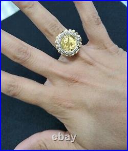 2Ct Lab-Created PANDA BEAR COIN Wadding Fashion Ring 14k Yellow Gold Finish
