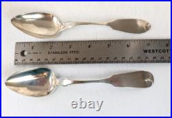 3 Large Antique COIN SILVER Boston 1830s Spoons J B Jones, N Harding 9 & 7 Lot