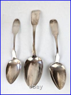 3 Large Antique COIN SILVER Boston 1830s Spoons J B Jones, N Harding 9 & 7 Lot