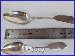 3 Large Antique COIN SILVER Boston 1830s Spoons J B Jones, N Harding 9 & 7 Lot