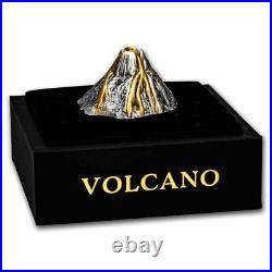 5 Oz Antique Silver Volcano Shaped 2023 Vanuatu Coin (with Box & CoA)