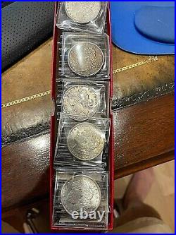 5 Silver Morgan Dollars Rare US Old Antique five Coin Lot 1878-1921