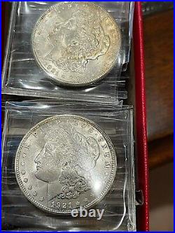 5 Silver Morgan Dollars Rare US Old Antique five Coin Lot 1878-1921