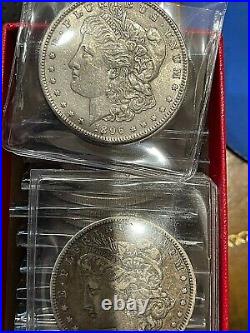 5 Silver Morgan Dollars Rare US Old Antique five Coin Lot 1878-1921