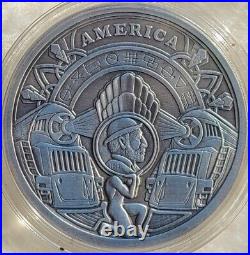 5 oz Silver Antique Hobo Nickel The Trains COA Low Mintage 2,500
