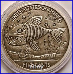 5 oz Silver Hobo Nickel Green Fairy Fishbone Antiqued Art Round COA Low Mintage