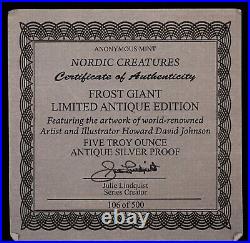 5 oz Silver Nordic Creatures Frost Gaint' Antique with COA