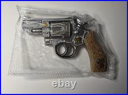 5oz 2024 Cameroon Revolver Gun Silver Antiqued High Relief Shaped Coin