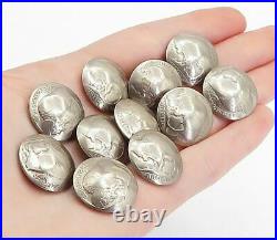 925 Sterling Silver Vintage Antique 11 Pcs U. S. 5 Cents Coin Buttons TR1102