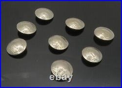 925 Sterling Silver Vintage Antique 8 Pcs US Nickle Coin Button Set TR2152