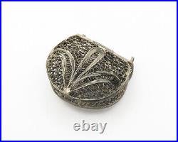 925 Sterling Silver Vintage Antique Floral Filigree Coin Purse (OPENS)- TR2056
