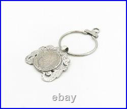 925 Sterling Silver Vintage Antique Large Prussian Coin Key Chain TR1314