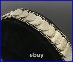 925 Sterling Silver Vintage Antique Peruvian Coin Link Chain Bracelet BT4085