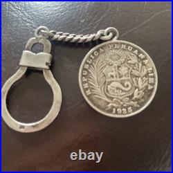 925 Sterling Silver Vintage Peruana Lima Coin Key Chain 1935 19.1 Gram
