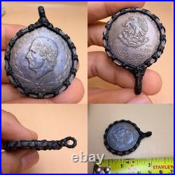 A Pre owned Silver Unique Coin Made As Leather Wearing Pendant