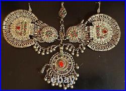 AMRAPALI Antique Silver Coin & Ball Cluster Bridal Necklace Tribal Arabic Beauty