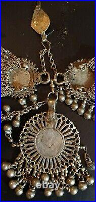AMRAPALI Antique Silver Coin & Ball Cluster Bridal Necklace Tribal Arabic Beauty
