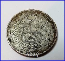 ANTIQUE 1925 PERU SOUTH AMERICA 1 SOL BIG ORIGINAL SILVER PERUVIAN COIN 24.9 gr