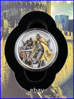 ARTHUR PENDRAGON CAMELOT Antique Finish 1 Oz Silver Coin $2 Niue 2023 Low Mintag