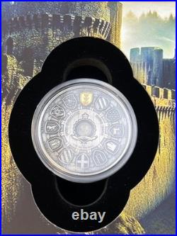 ARTHUR PENDRAGON CAMELOT Antique Finish 1 Oz Silver Coin $2 Niue 2023 Low Mintag