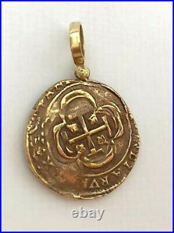 ATOCHA Coin Pendant 925 Sterling Silver Antique Gold Treasure Shipwreck Coin