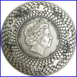 AZTEC DRAGON SERIES 2020 2 oz $2 UHR Antique Silver Coin with AZURITE Niue
