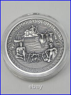 Adventures of Odysseus HELIOS Solomon Islands 2 oz Antiqued Silver $5 Coin