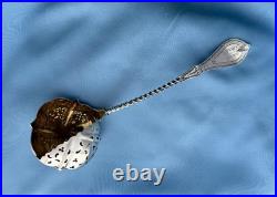 Albert Cole Coin Silver Hooded Gold Washed Soup Ladle 11 3/4 In Mono 190.6 Gr