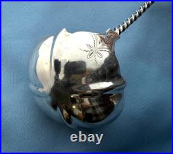 Albert Cole Coin Silver Hooded Gold Washed Soup Ladle 11 3/4 In Mono 190.6 Gr