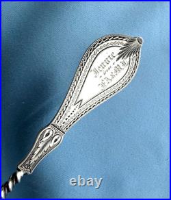 Albert Cole Coin Silver Hooded Gold Washed Soup Ladle 11 3/4 In Mono 190.6 Gr