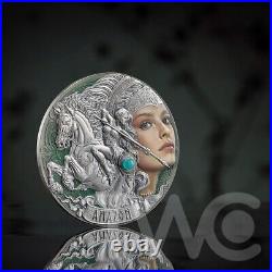 Amazon Femina Bellator 2 oz Antique finish Silver Coin CFA Cameroon 2024