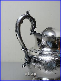 American COIN Silver Engraved Water Pitcher, c. 1850, 820 grams