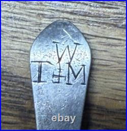 American Coin Silver Coffee Spoon William Cleveland Norwich Ct 18th Century Mono