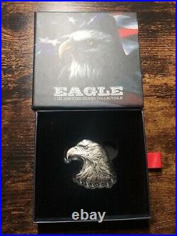 American Eagle Shaped Silver Antiqued 1 Oz Coin (0373/2500)
