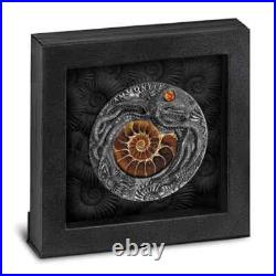 Ammonite 2 oz HIGH RELIEF Antique finish. 999 Silver Coin 5$ Niue Island 2019