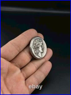 Ancient Near Eastern Roman Empire King Face Silver Coin