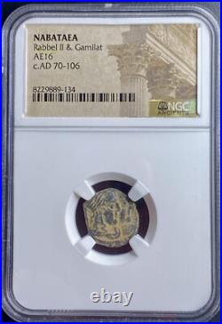 Ancient Petra Nabataean Kingdom 70AD-106AD NGC Genuine Rabbel & Gamilat Nabataea