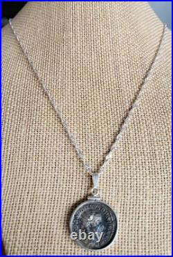 Ancient Roman Empire Emperor Gordian Silver Coin 925 Sterling Necklace with COA