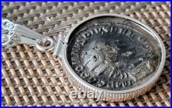 Ancient Roman Empire Emperor Gordian Silver Coin 925 Sterling Necklace with COA