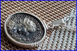 Ancient Roman Empire Emperor Gordian Silver Coin 925 Sterling Necklace with COA