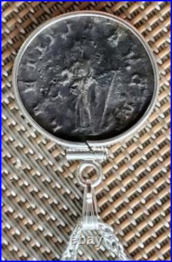 Ancient Roman Empire Emperor Gordian Silver Coin 925 Sterling Necklace with COA