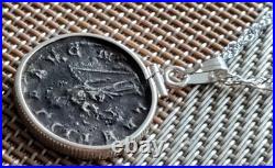 Ancient Roman Empire Emperor Gordian Silver Coin 925 Sterling Necklace with COA