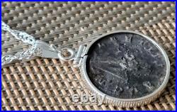 Ancient Roman Empire Emperor Gordian Silver Coin 925 Sterling Necklace with COA