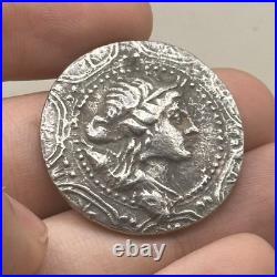 Ancient Roman Greek Silver Coated Coin With King Face