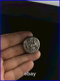 Ancient Roman Unique Greek Silver Coin Roman King Face