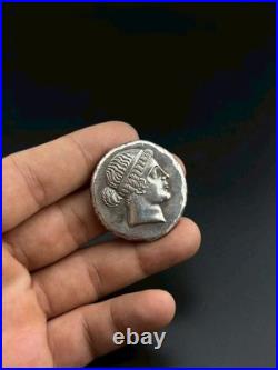 Ancient Roman Unique Greek Silver Coin Roman King Face