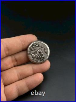 Ancient Roman Unique Greek Silver Coin Roman King Face