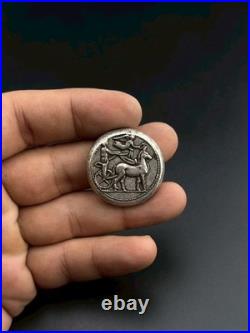Ancient Roman Unique Greek Silver Coin Roman King Face