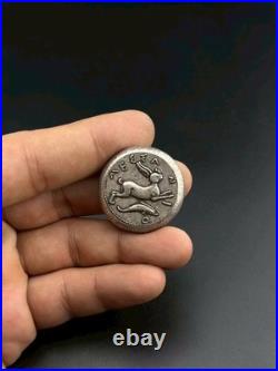 Ancient Roman Unique Greek Silver Coin Roman King Face